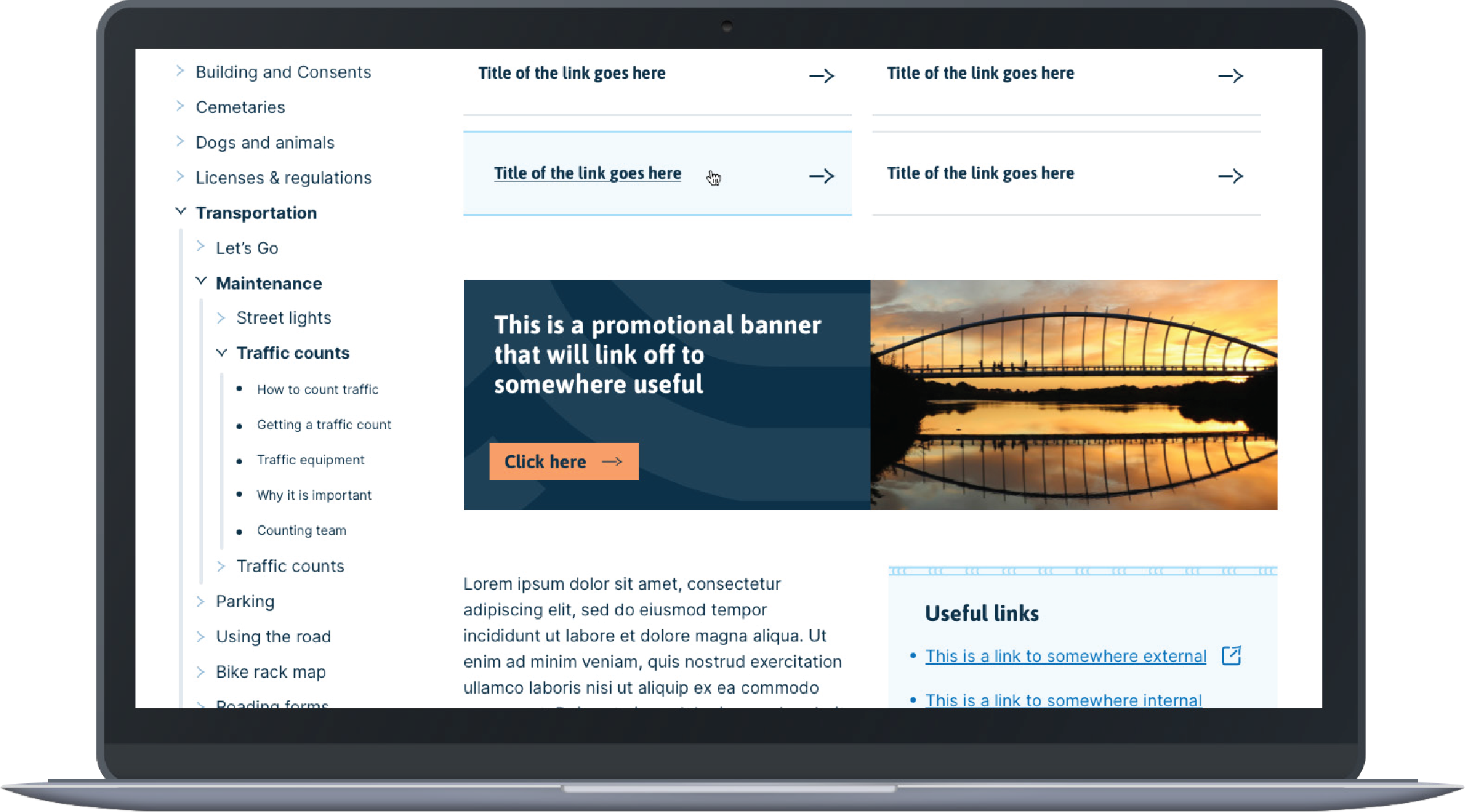 Additional content components on desktop showing various page elements