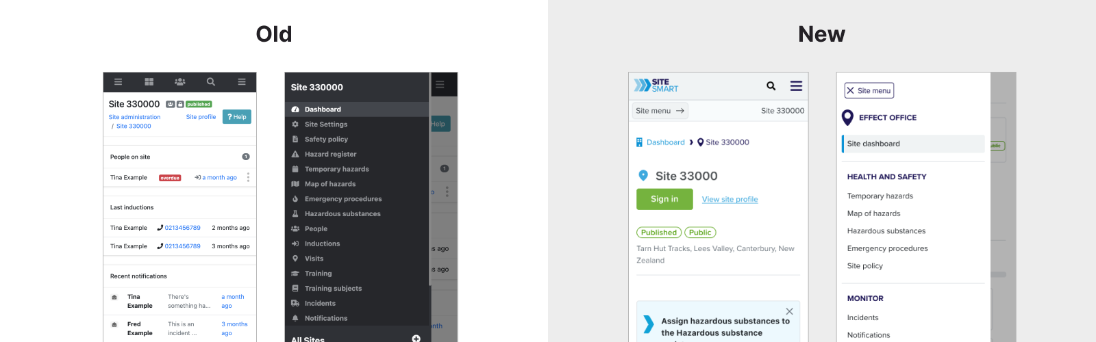 Mobile sidebar redesign showing new submenu approach that makes navigation items more accessible and logically organized