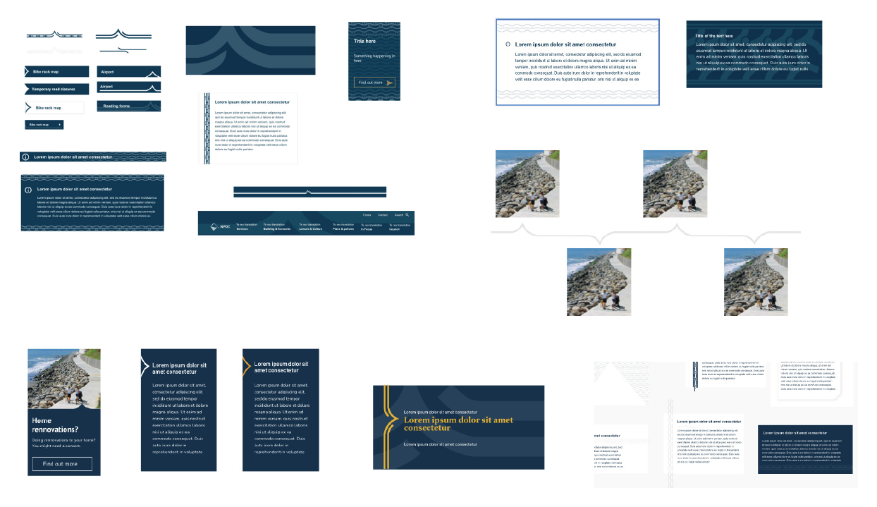 Component designs incorporating the curved visual language into UI elements