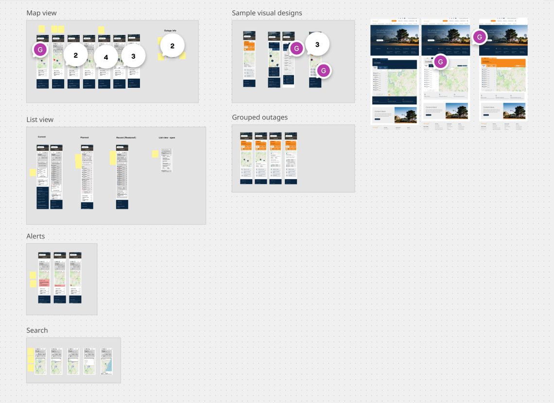 High fidelity design of the outage map with blue/grey theme