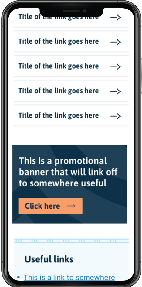 Mobile view of content components showing responsive design