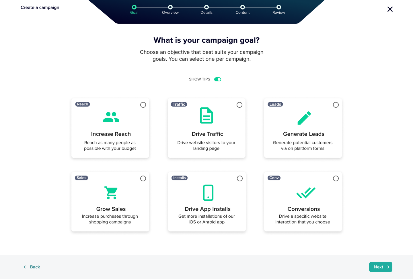 Final Kepla desktop — hub view showing all platforms and created ads in a central overview