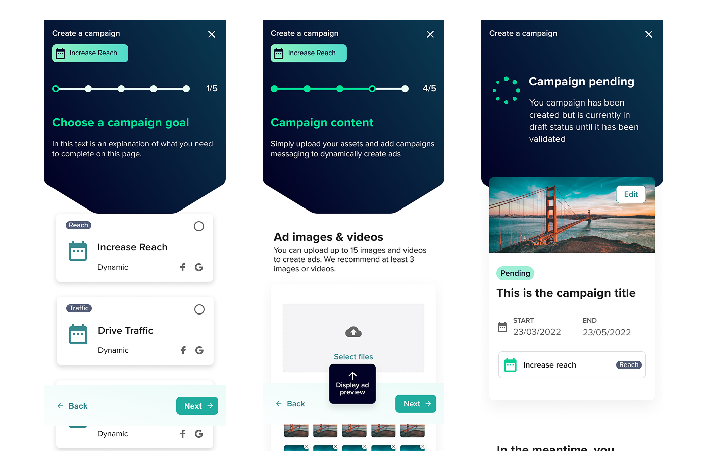 Final Kepla mobile — responsive execution of the hub and campaign creation