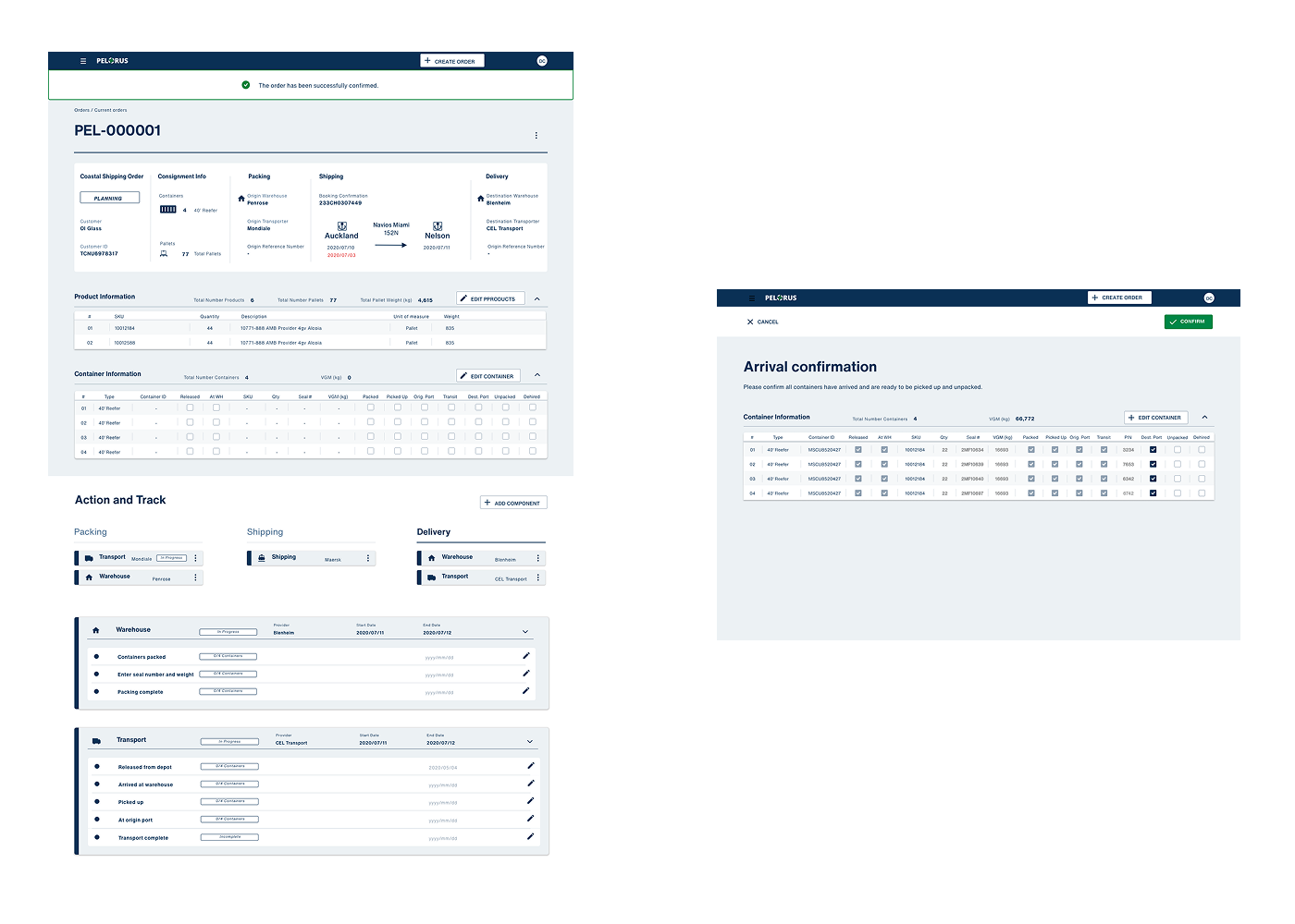 Final order detail view showing comprehensive status indicators and organised task structure