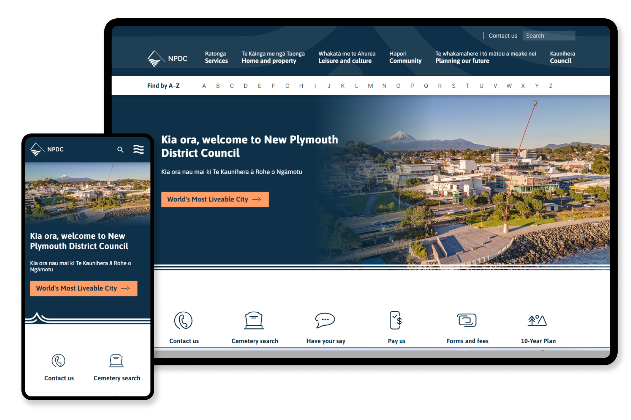 Mockup of the New Plymouth District Council website